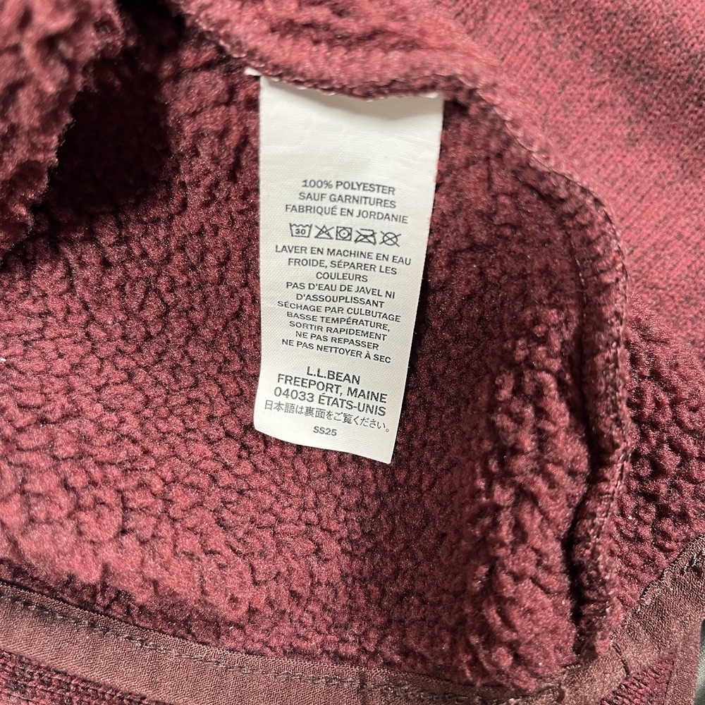 LL Bean Burgundy Red 1/4 Snap Katahdin Fleece Pullover Men XL-Tall Pockets-EUC - Picture 9 of 9